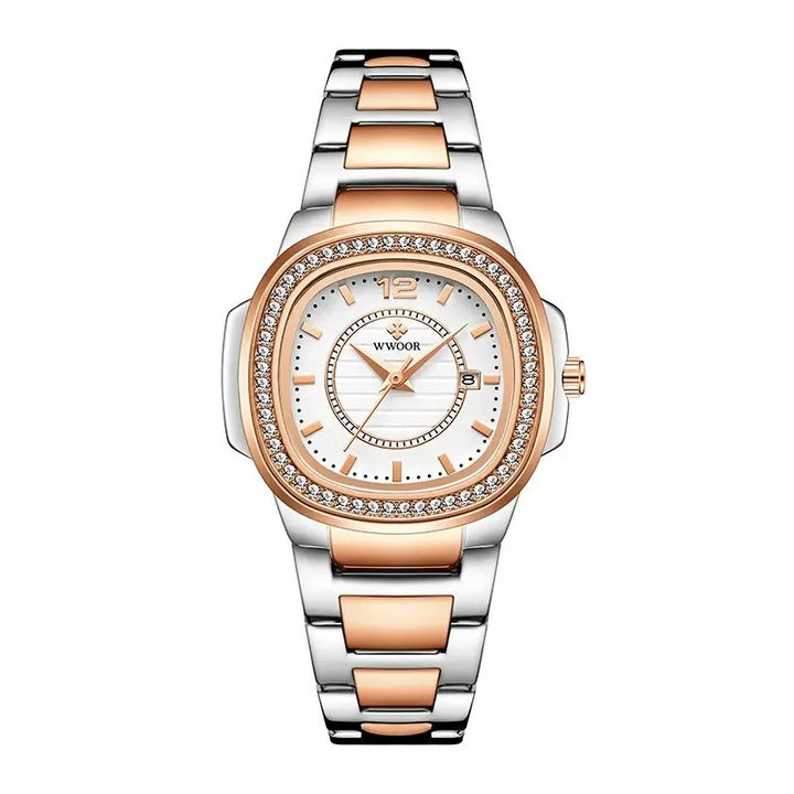 Sweston™ Women's Luxury Rose Gold Diamond Watch | Elegant Stainless Steel Waterproof Timepiece