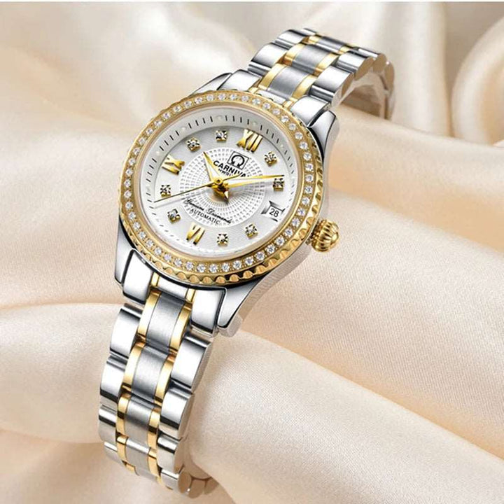 Sweston™ Luxury Diamond Automatic Watch for Women - Elegant Stainless Steel Bracelet