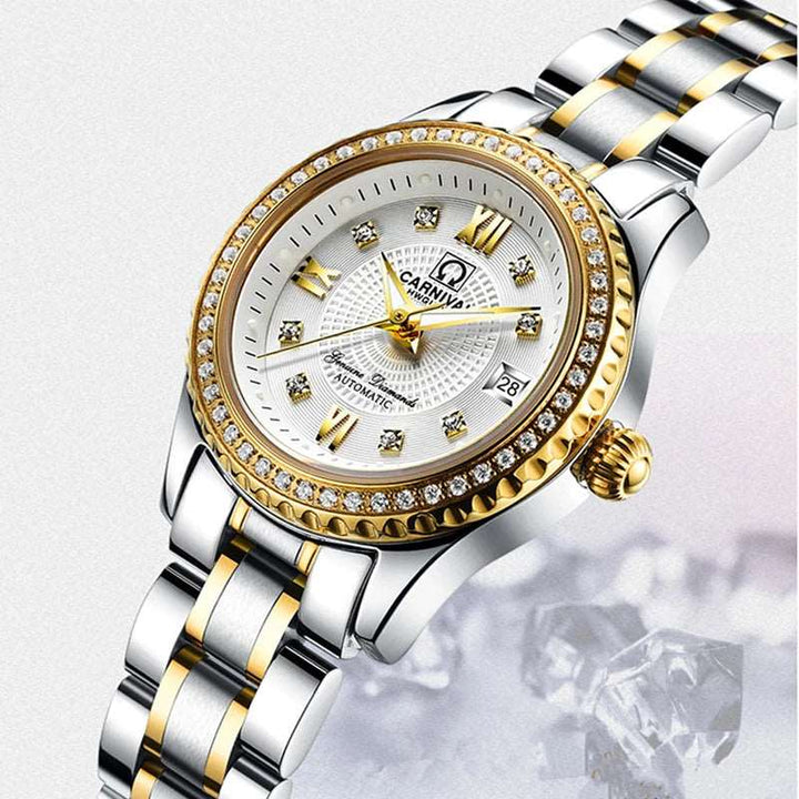 Sweston™ Luxury Diamond Automatic Watch for Women - Elegant Stainless Steel Bracelet