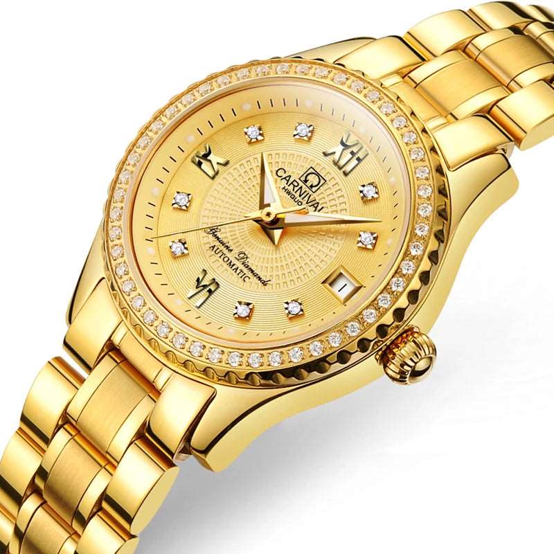 Sweston™ Luxury Diamond Automatic Watch for Women - Elegant Stainless Steel Bracelet