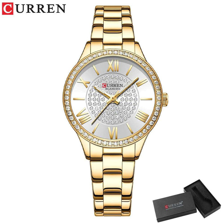 Sweston™ Luxury Rhinestones Rose Dial Watch – Glamour & Precision