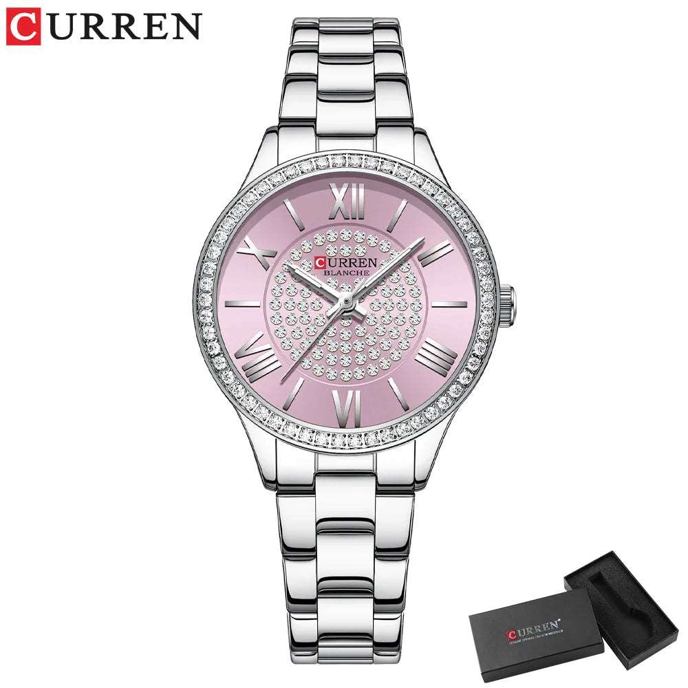 Sweston™ Luxury Rhinestones Rose Dial Watch – Glamour & Precision