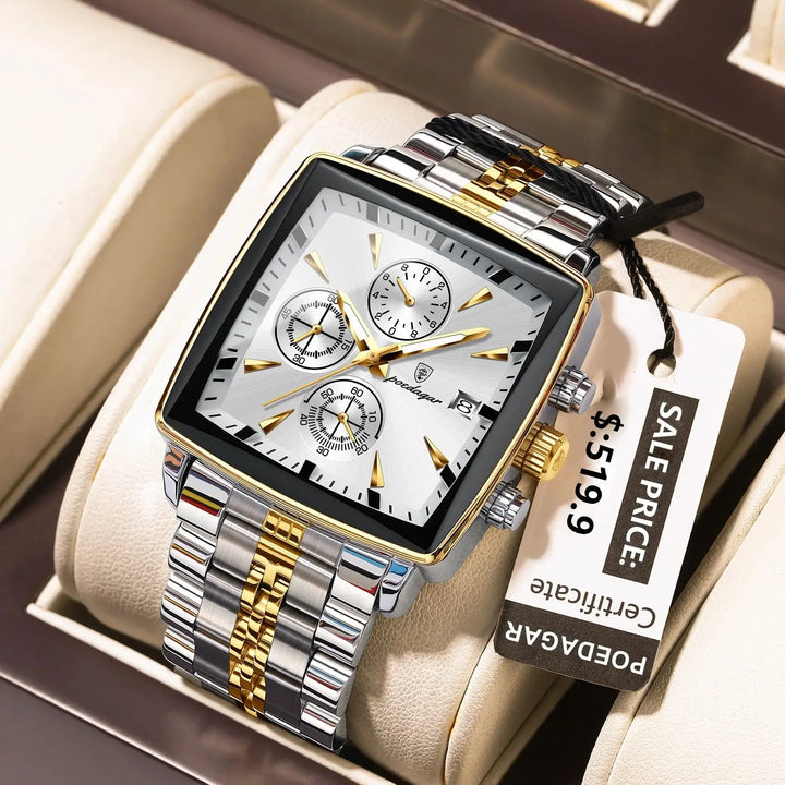 Sweston™ Luxury Square Chronograph Men's Watch | Waterproof & Stainless-Steel Timepiece