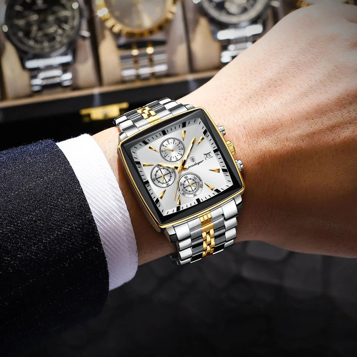 Sweston™ Luxury Square Chronograph Men's Watch | Waterproof & Stainless-Steel Timepiece