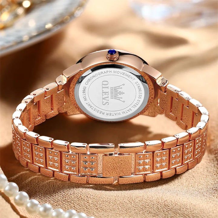 Sweston™ Roman Dial Luxury Diamond Women's Watch – Waterproof Steel Elegance