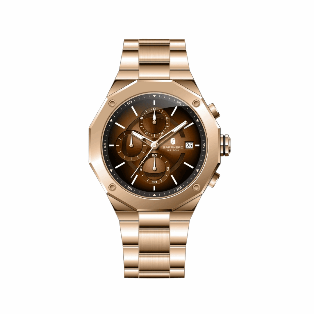 Sweston Rose Gold Men’s Chronograph Watch with Silver Black Dial