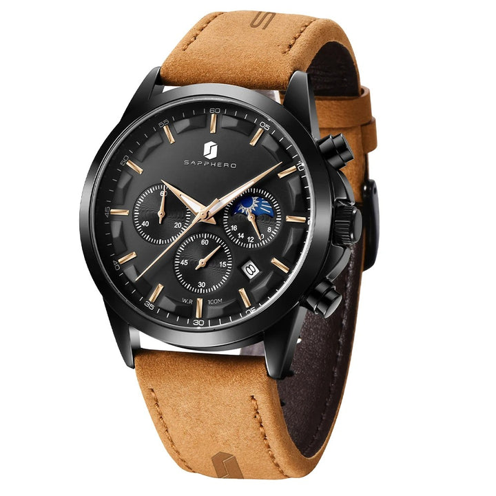 Sweston™ Men's Luxury Black Quartz Watch – Elegant, Waterproof, and Luminous